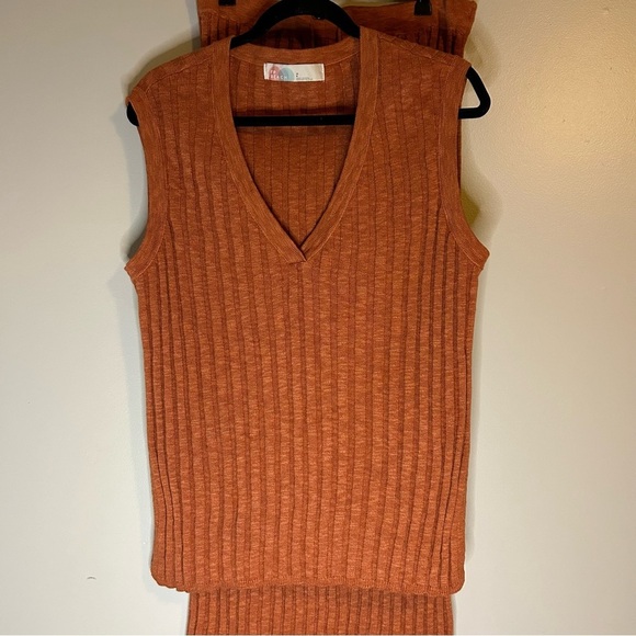 FP Beach Sweater Ribbed Two Piece Set with Midi Skirt and Vest - Picture 4 of 4